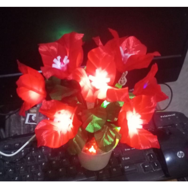 LAMPU TIDUR LED RGB ) BENTUK BUNGA