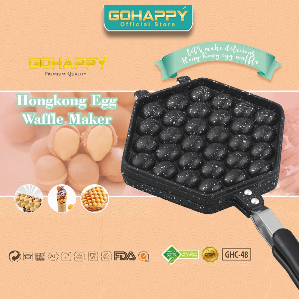Jual Cetakan Telur Egg Waffle Teflon Anti Lengket Gohappy Waffle