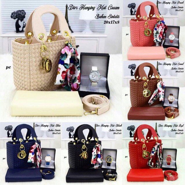 Tas Lokal/Tas Murah/Slingbag/Tas Paketan/Paket 3in1 Dior  Anyam Scarf
