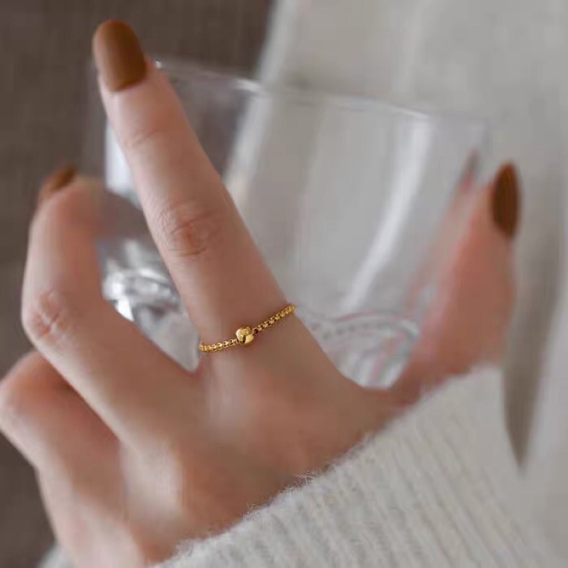 Cincin Titanium Gold Boba Simple Elegan Fashion Korea Style