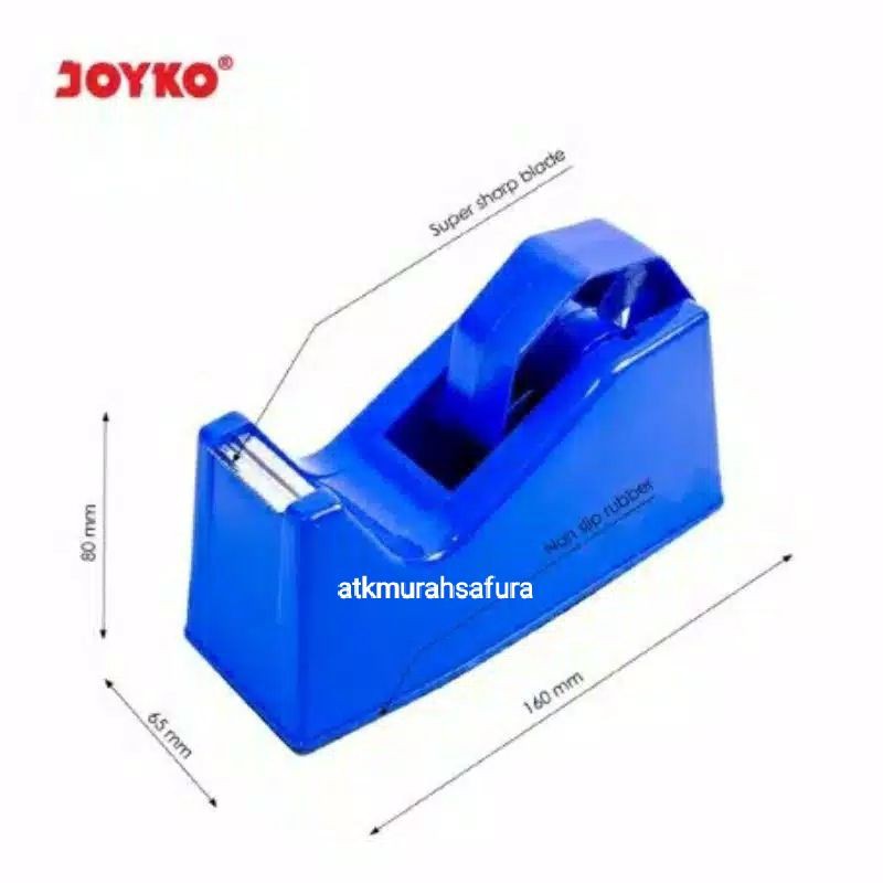 

TAPE DISPENSER SOLASI 12 MM / TAPE CUTTER / TEMPAT SOLASI / PEMOTONG PITA PEREKAT JOYKO TD - 103 DUAL CORE TAJAM