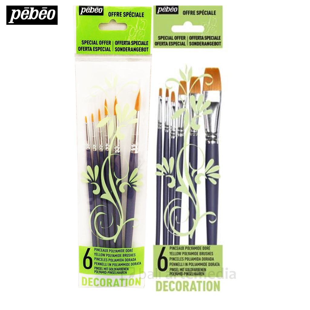 Pebeo Yellow Polyamide Brushes Set 6