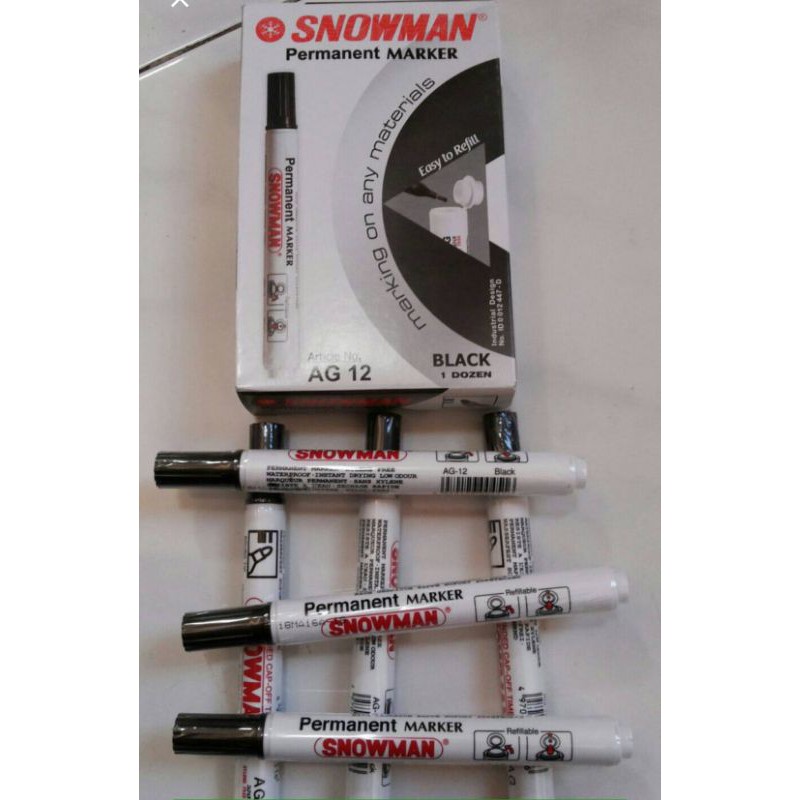 

Spidol Snowman Permanent Maker Ekonomis AG 12 / Tinta Permanen AG-12