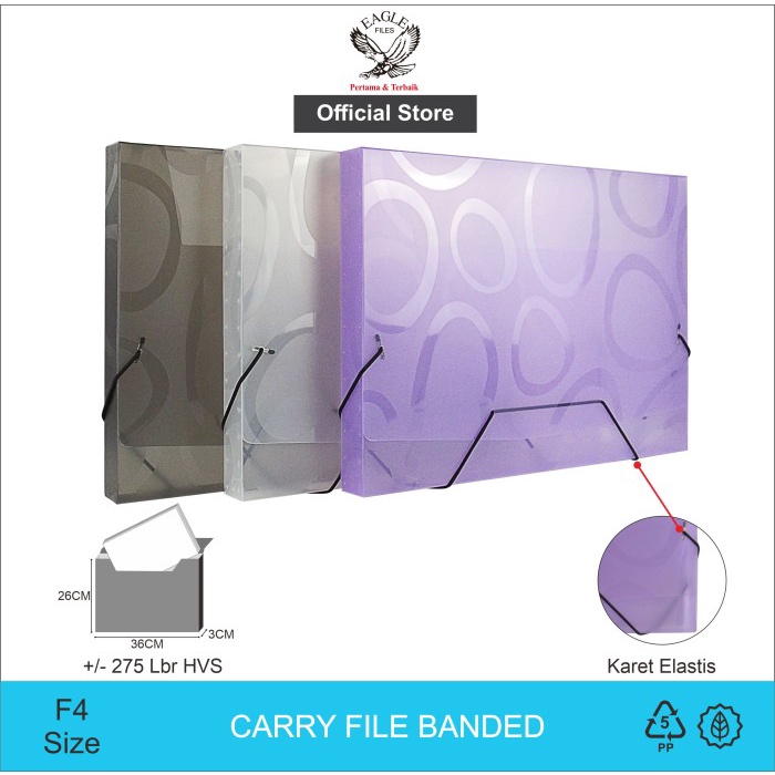 

READY EAGLE FILES Carry File Banded Carry Case Box Map Plastik Tenteng Folio - Ungu TERBARU