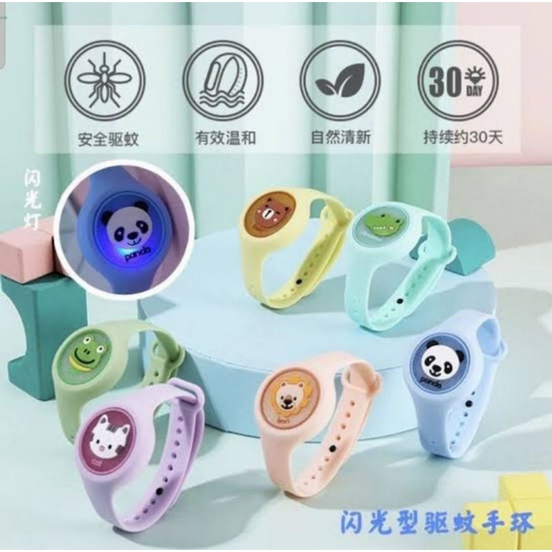 Gelang Anti Nyamuk anak bayi karakter dengan lampu led