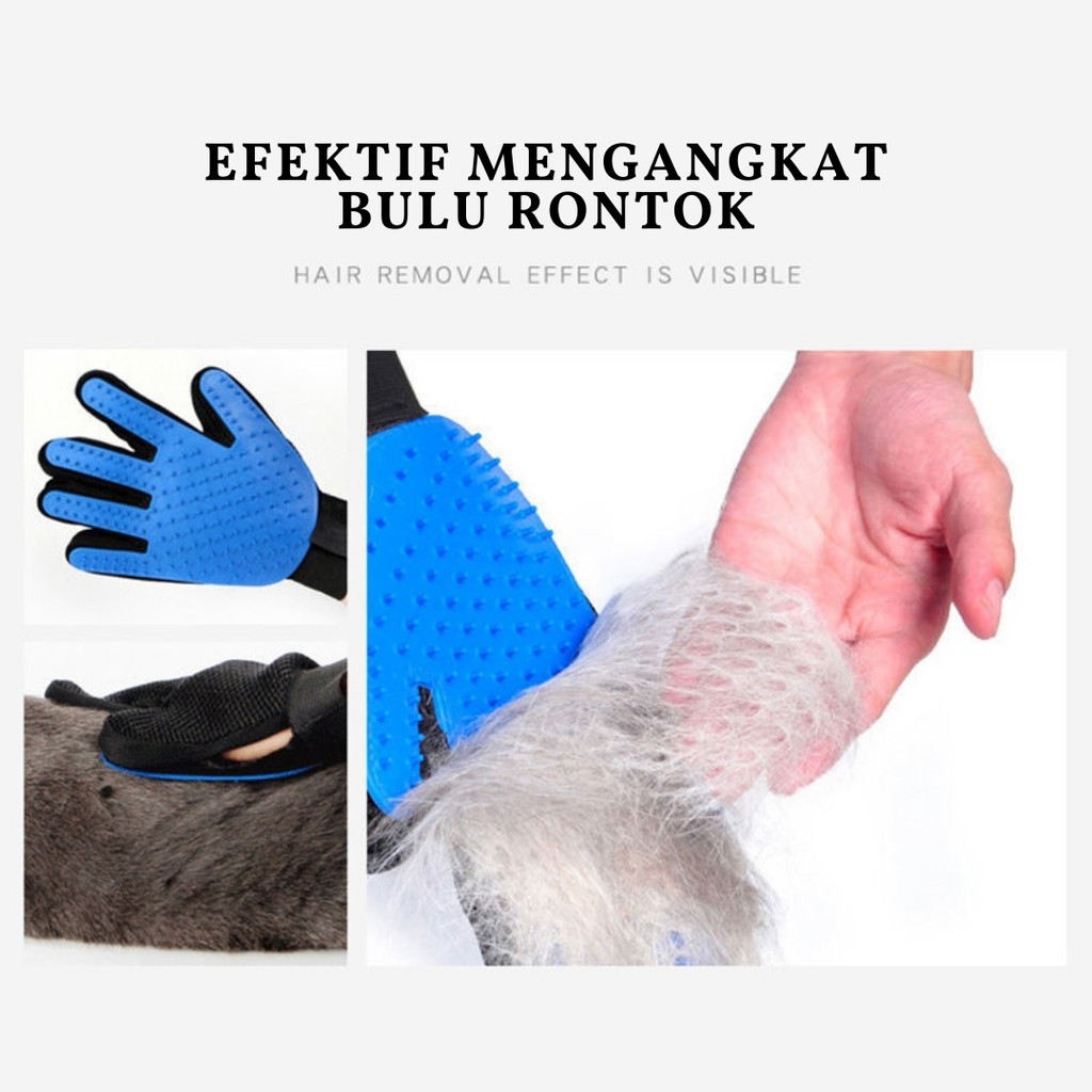 Sarung Tangan Sisir Bulu / Sikat Mandi Pemijat Perapi Anjing Kucing/ Pet Glove Brush Grooming