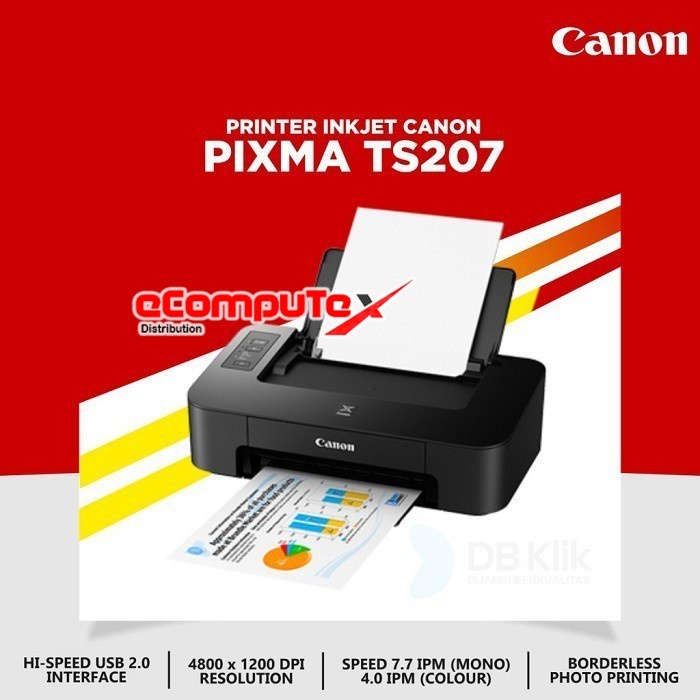 PRINTER CANON PIXMA TS207 / TS 207 INKJET PRINT ONLY GARANSI RESMI