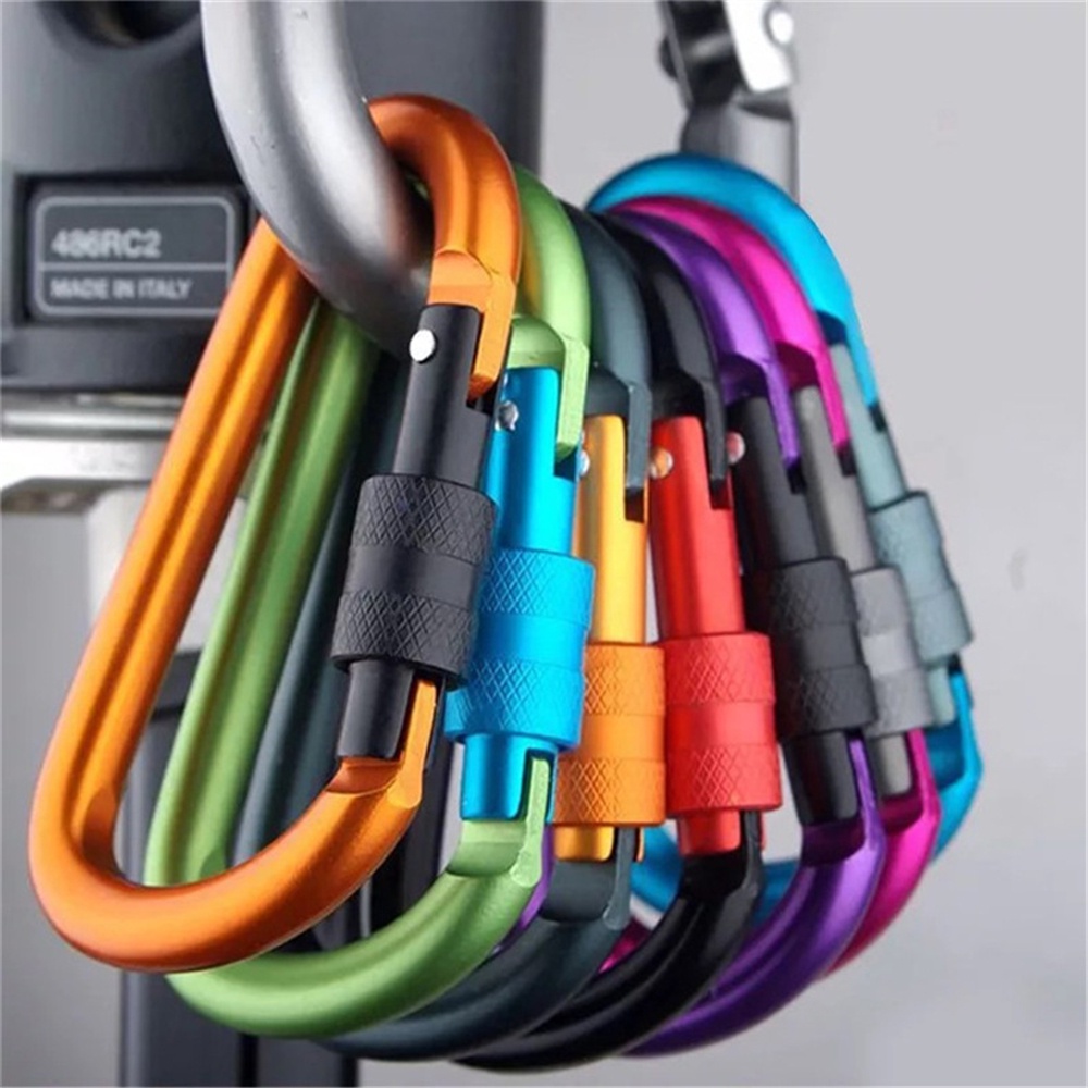 Gantungan Kunci Carabiner Bentuk D Bahan Aluminum Alloy Warna-Warni Untuk Tas Ransel / Botol / Tenda / Outdoor