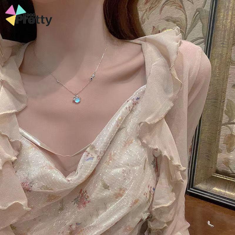 Moonstone Firefly Kalung Wanita Senior Rantai Klavikula Siswa Hadiah Ulang Tahun Desain Niche - PD