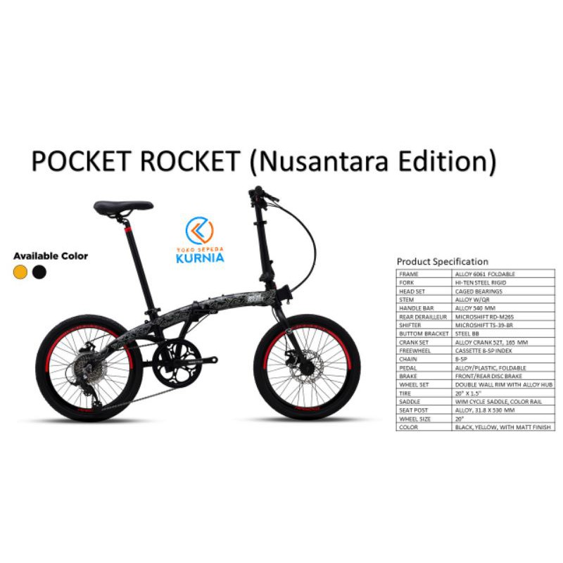 Sepeda Lipat Wim Cycle Pocket Rocket Nusantara