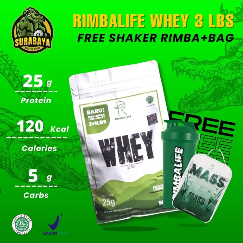 Rimba Whey 3 Lbs 3lbs Whey Protein Rimba Whey 2 Lbs Free 1 Lbs BPOM Halal MUI Muscle First