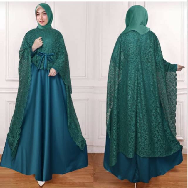 Zalina Maxi Cape Brukat Premium Fashion Muslim Wanita