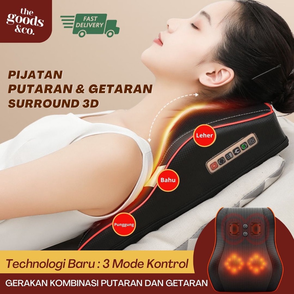 𝐆𝐨𝐨𝐝𝐬𝐂𝐨 Bantal Pijat Elektrik Leher Bahu Punggung Alat Pijat Elektrik NEW MODEL