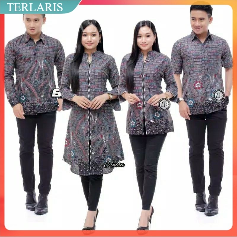 Batik couple MOTIF BARU atasan kantor seragam batik pria wanita M L XL jumbo bluse [ANS BATIK]