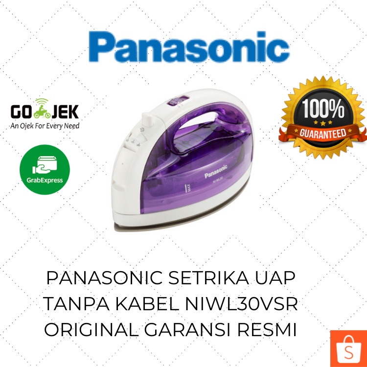Panasonic Setrika Uap Listrik Tanpa Kabel Cordless NI WL30VSR / Gosokan Baju Tanpa Kabel Low Watt Mu
