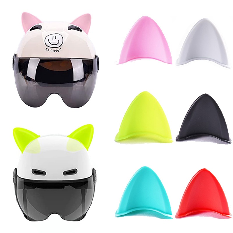 [1Pc Cute Cat Ears Accessories Helmet Stickers] [Self Adhesive Motorcycle Helmet Decoration]