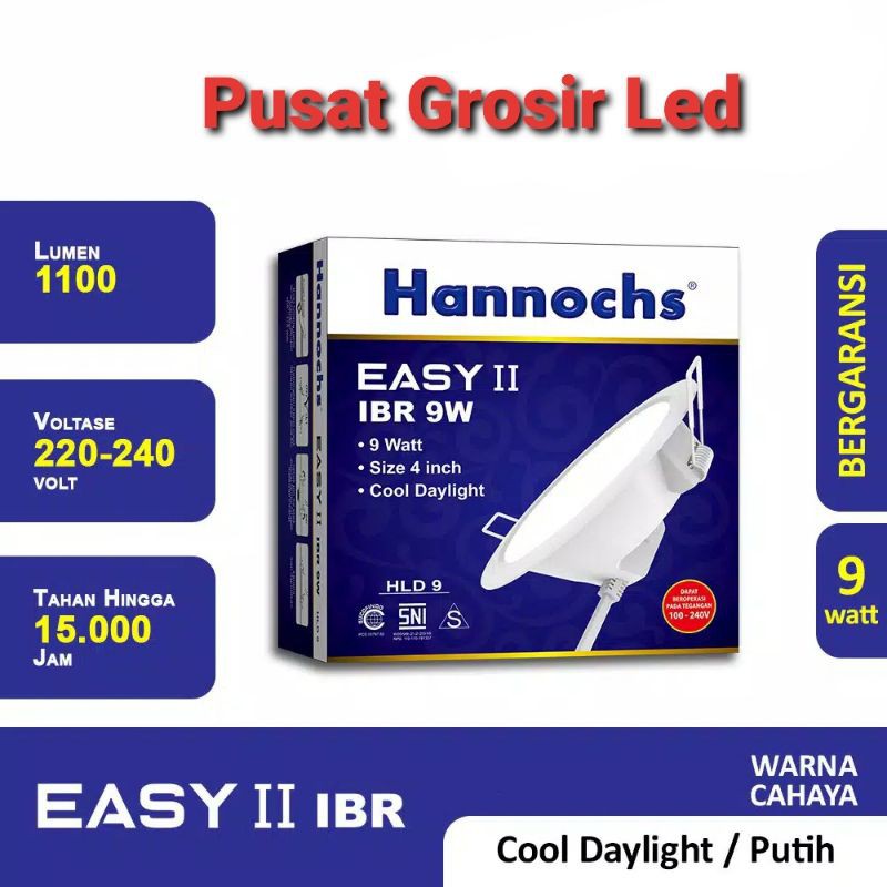 Led Panel Hannochs Easy 9 watt 9w bulat  /Downlight Led Hannochs easy 9 watt 9w bulat