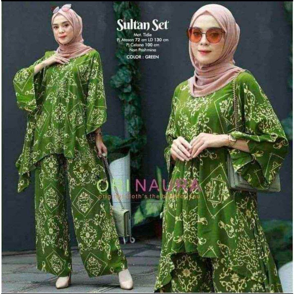 One Set Jumbo Waka Waka SULTAN Setelan Wanita Rayon Premium  Set Celana Panjang Tie Dye Kekinian