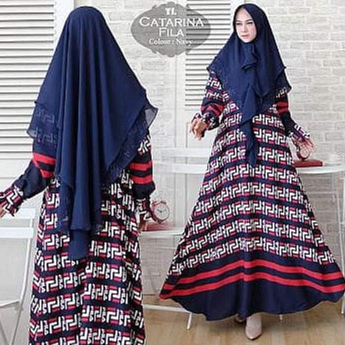 Syari Catarina Fila Nevy gamis wanita catarina import biru dongker