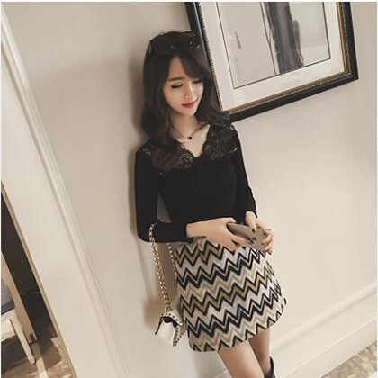 #Sisjuly# Wanita V-Neck Slim Renda Sweater Bottoming Kemeja Warna Solid Pullover Serbaguna Pakaian R