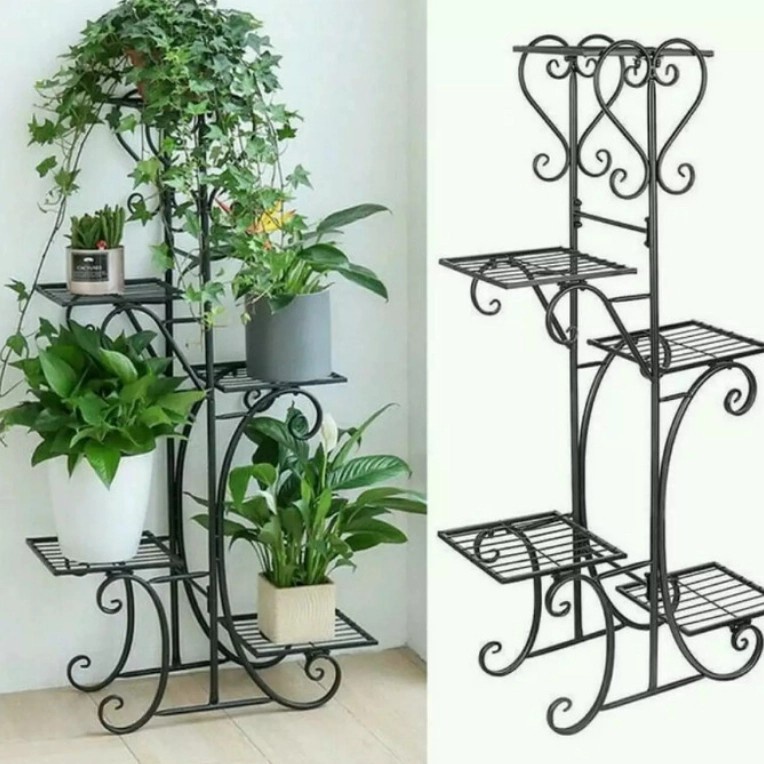 Rak besi tanaman hias/rak 5 susun untuk tanaman/standing rak