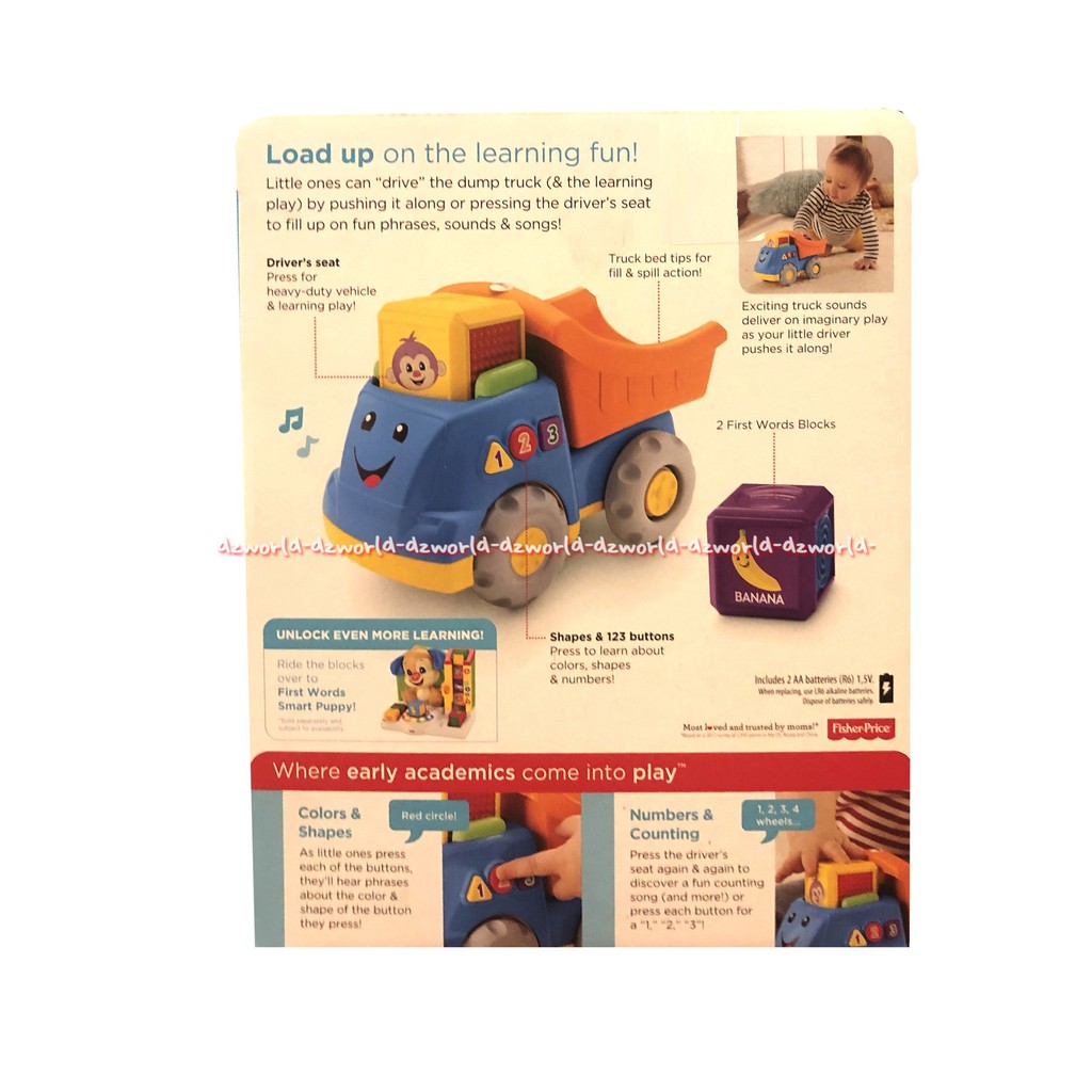 Fisher Price Teaches Laugh &amp; Learn First Worlds Fill &amp; Dump Truck Mainan Belajar Kata Untuk Bayi