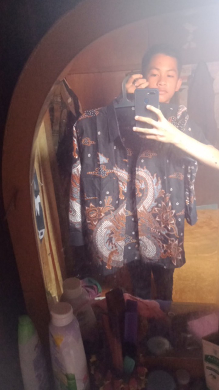 Ready Stok Size S.m.l.xl Xxl Kemeja Batik Motif Naga Keren News Foto Real Pict Asli 100% Sayfuul