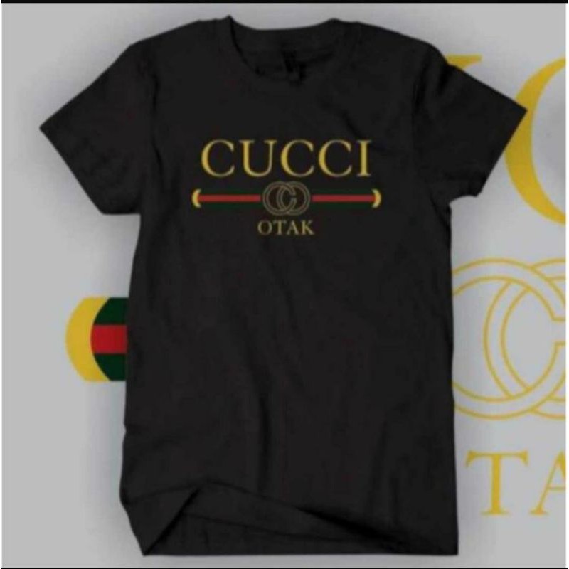 BAJU KAOS TSHIRT PRIA WANITA PLESETAN LUCU GUCCI CUCCI OTAK