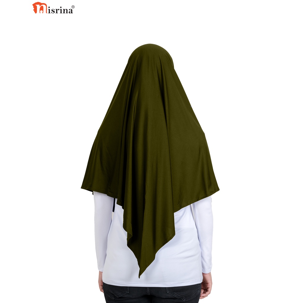 Nisrina Fashion Muslim Bergo Instan Polos Belah Tengah Paras M Lestari-Hijau Army