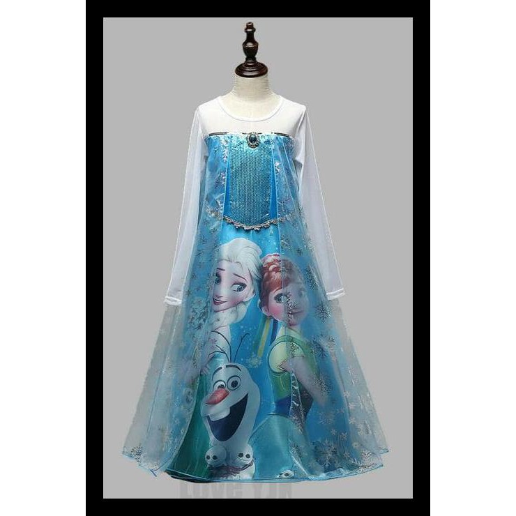 Baju Dress Kostum Frozen Gambar Elsa Dan Anna - 110 Kode 930