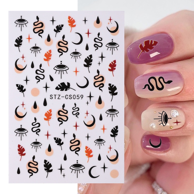 1 Lembar / Pak Stiker Kuku Foil Transfer Air Motif Geometri / Api / Bintang Untuk Nail Art / Manicure Diy