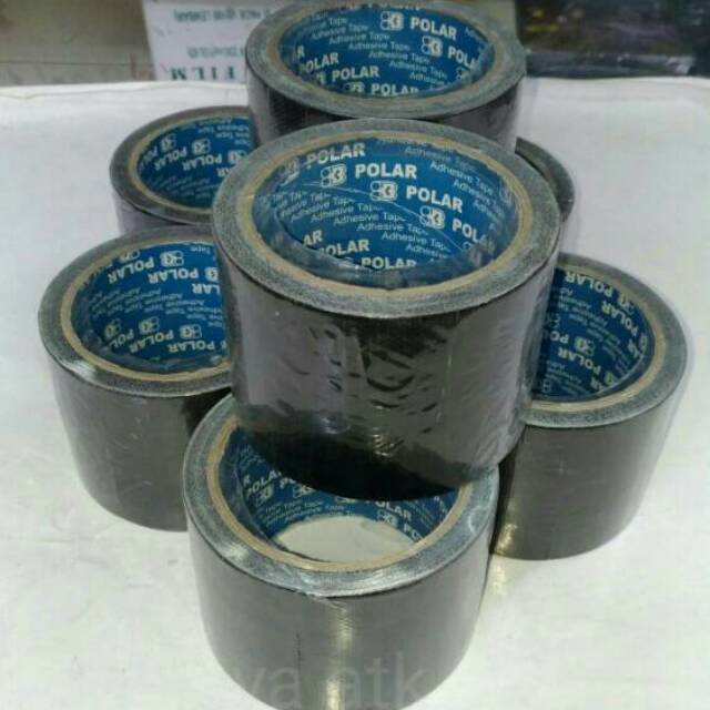 Lakban kain 3 inch warna hitam merek polar