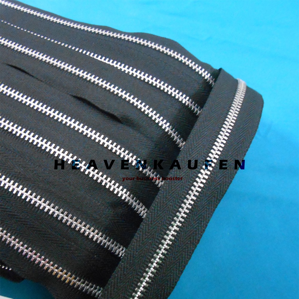 Resleting Zipper YKK Type Gigi Besi Kecil No 3 Hitam - Silver Harga Per Meter