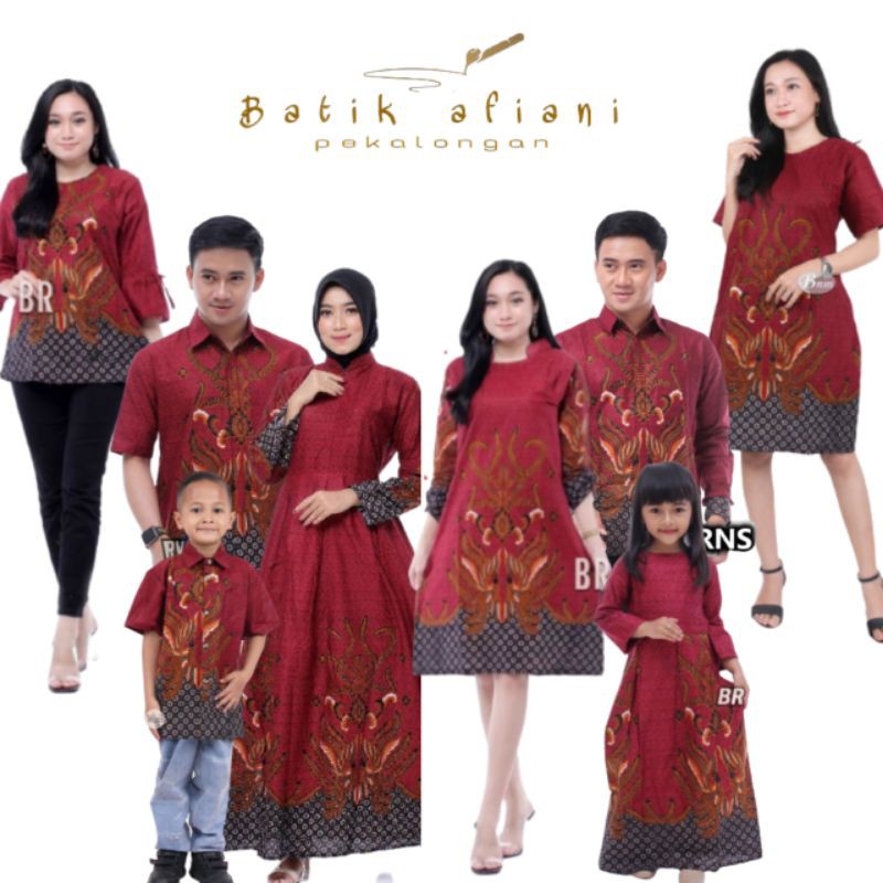 Baju Couple Keluarga Batik Pria Dan Wanita Seragaman Motif Rowo Abang