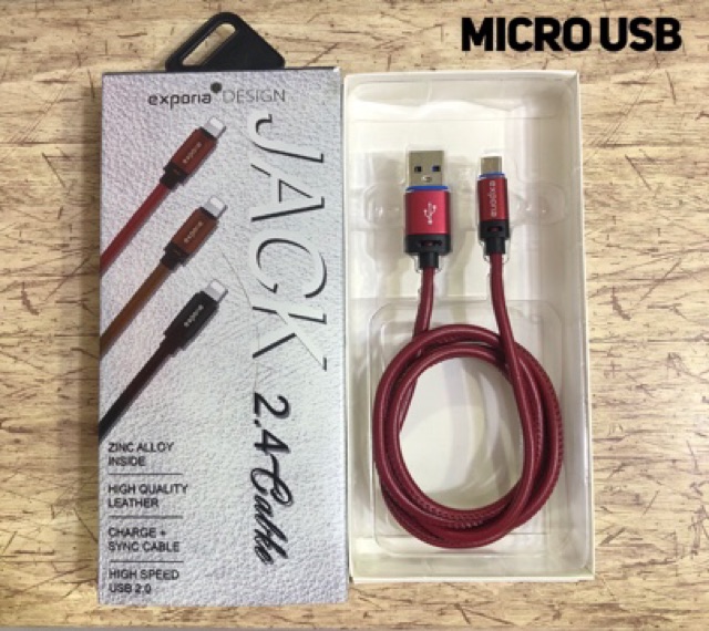 Kabel Data Fast charging Exporia Zinc alloy Leather Micro Usb Kabel Charging