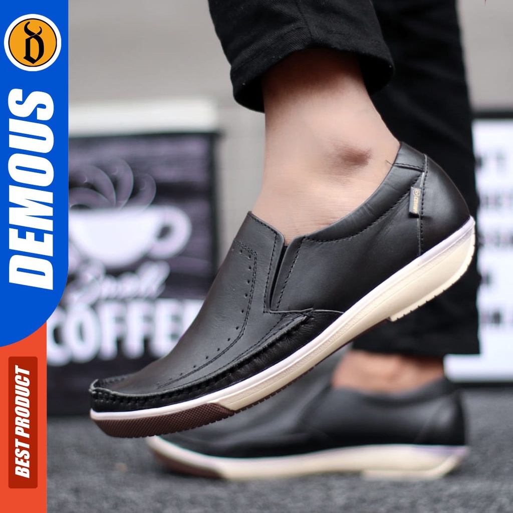 DEMOUS Moclea - Sepatu Slip On Casual Kerja Pria Kulit Asli