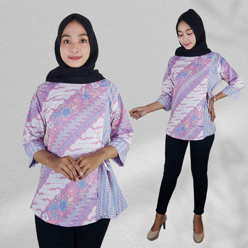 Blus Batik Warna Soft Lengan 3/4 - Naira Batik