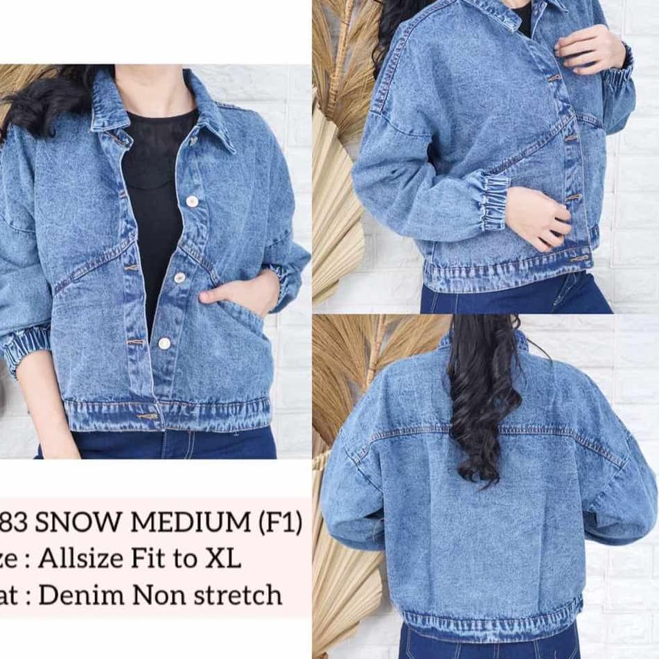 Lihat Disini--Crop Jaket Jeans Oversize/Denim Jaket Wanita Jumbo LD 120/Jaket Leviis Warna Snow Leng