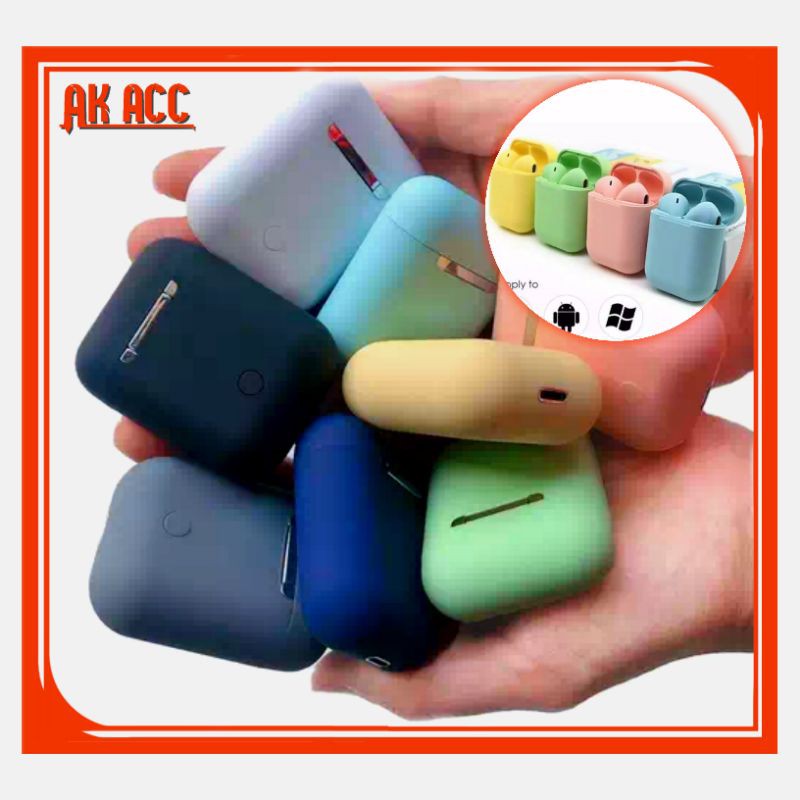 [ORIGINAL] Headset Bluetooth inpods i12 tws Macaron Earphon Wirelles Bluetoothn / i12 / Extra Bass