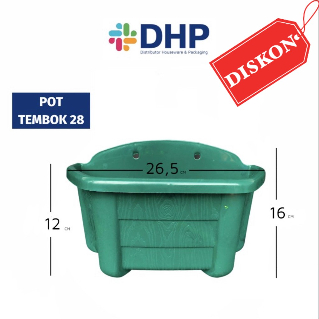 Pot Tembok 28 (D=26,5cm) HIJAU Bunga Tanaman Hias Dinding Kayu Bibit