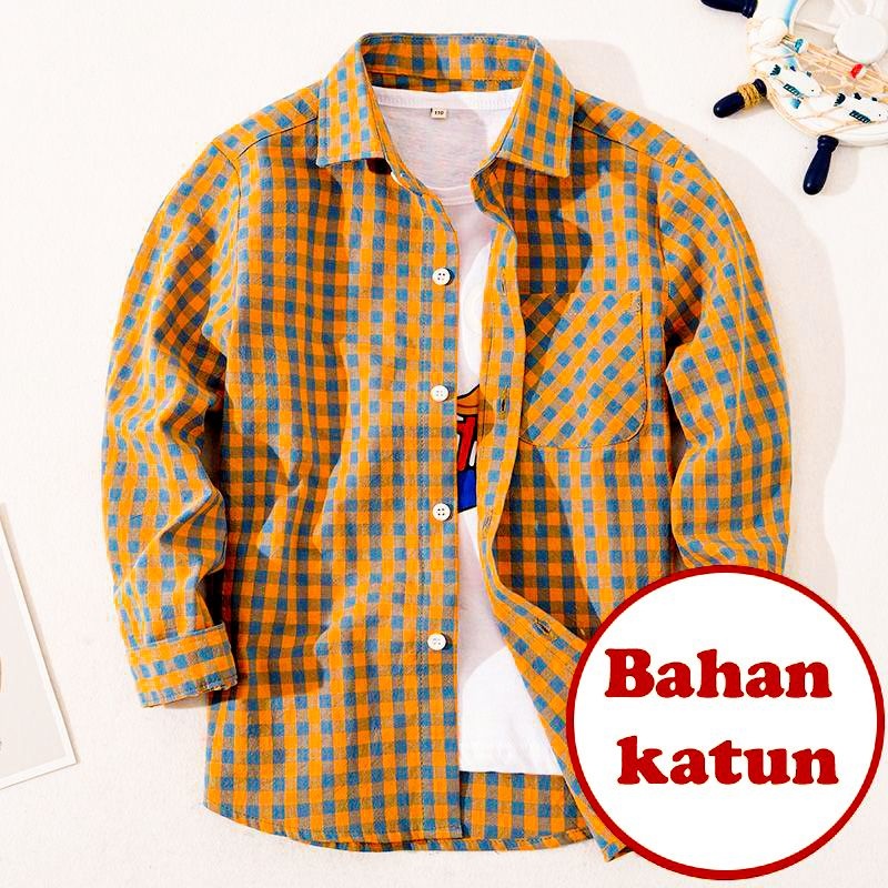 Baju Kemeja Kids Celestial Lengan Panjang Anak Laki-laki Bahan Katun Size S M L &amp; XL ZP