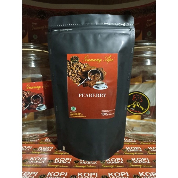 

Volcano coffee kopi Arabica Peaberry kemasan 500gr Arabika Lanang Temanggung