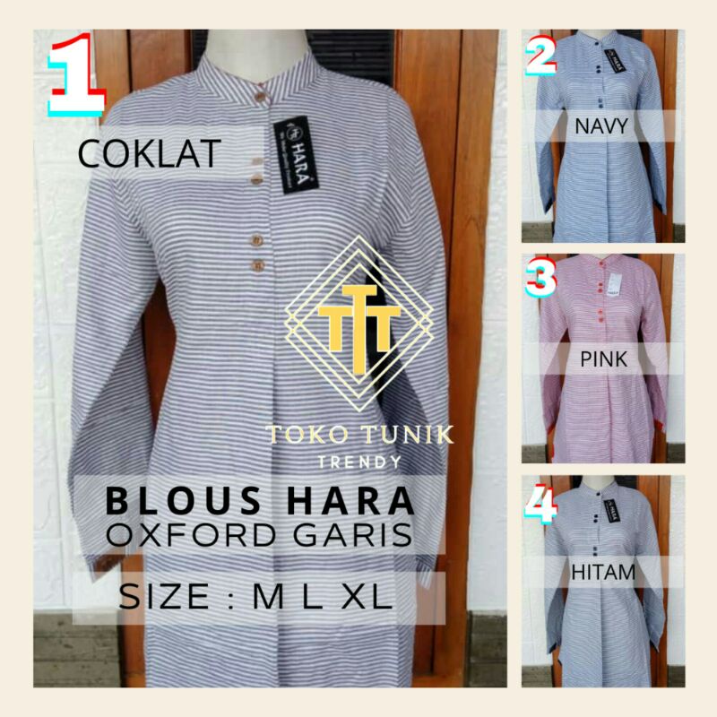 Tunik Blouse Nayya By Hara Size M L XL / Tunik Hara Terbaru / Tunik Garis Salur / Blus Terbaru