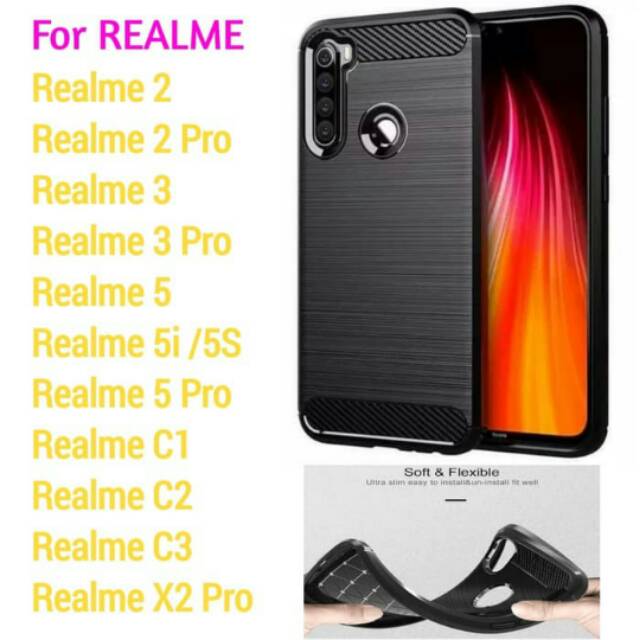 Softcase Realme 2 2pro 3 3pro 5 5i 5S 5pro C1 C2 C3 X2 Pro Ipaky Carbon Fiber Case Silicon Casing