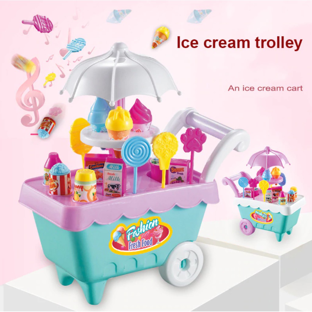 Theona Tata Gerobak dorongan es krim mainan anak trolli Theona Tata Gerobak dorongan es krim mainan anak trolli