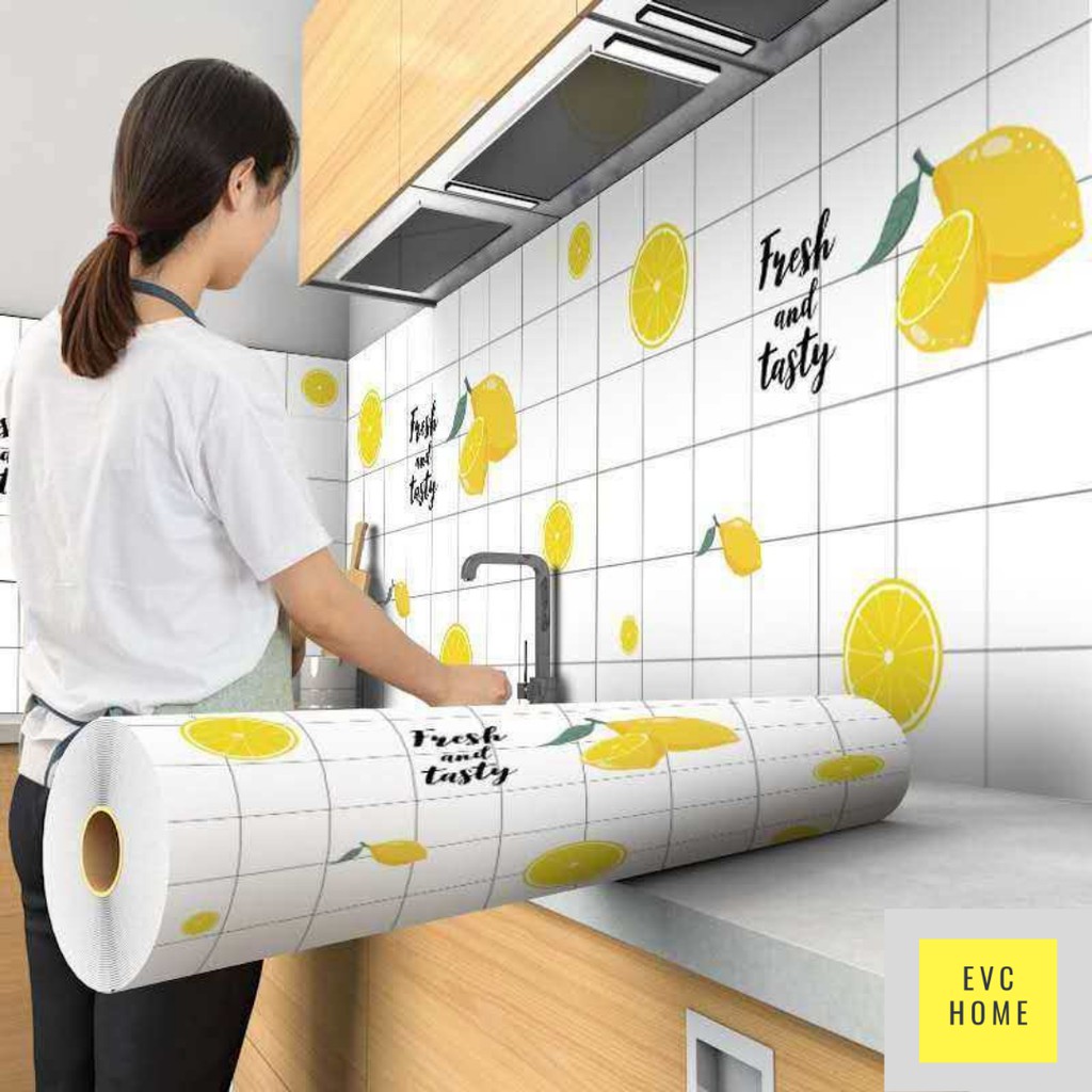 EVCHOME 60CM x 3M Wallpaper Sticker Dapur Aluminium Foil/ Lemari/ Meja/ Serba Guna/ Wallpaper Kitchen