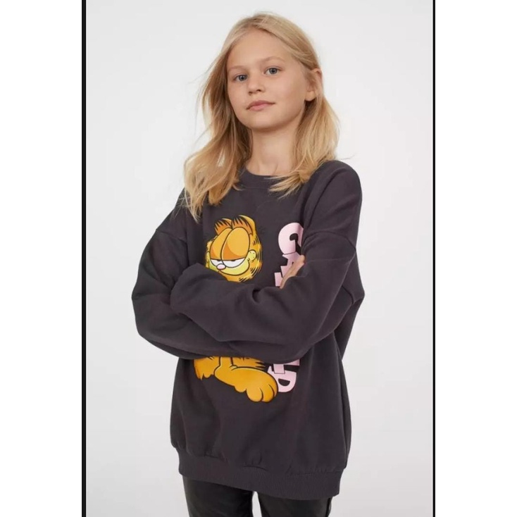 Sweater Hoodie Crewneck Nasa H*M Garfield Original Distro Putih Premium Untuk Pria Dan Wanita