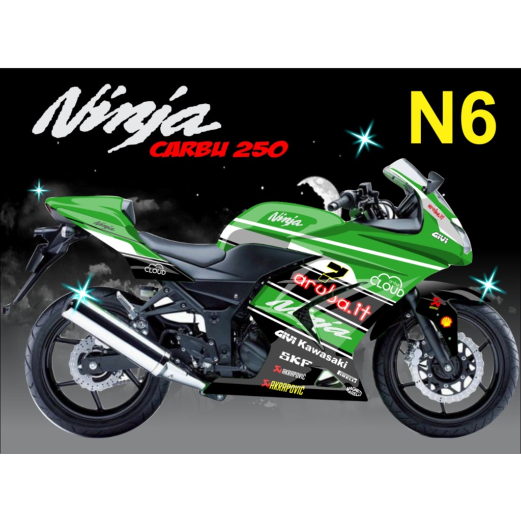 STIKER FULL BODY/DECAL KAWASAKI NINJA 250R CARBU/STIKER MOTOR NINJA 250R KARBU