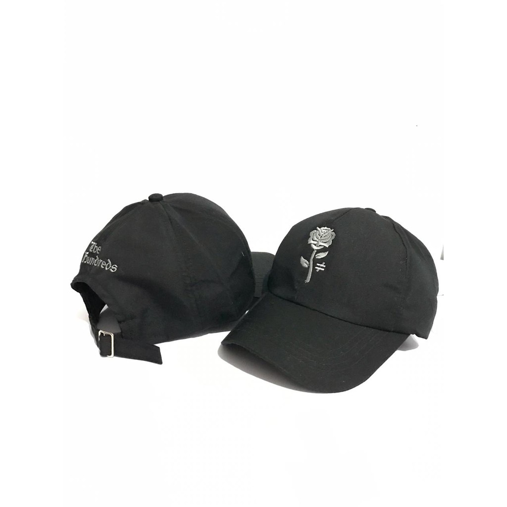 (COD)Topi Distro Baseball Unisex Hat Bunga Mawar Bordir Pinggiran Melengkung