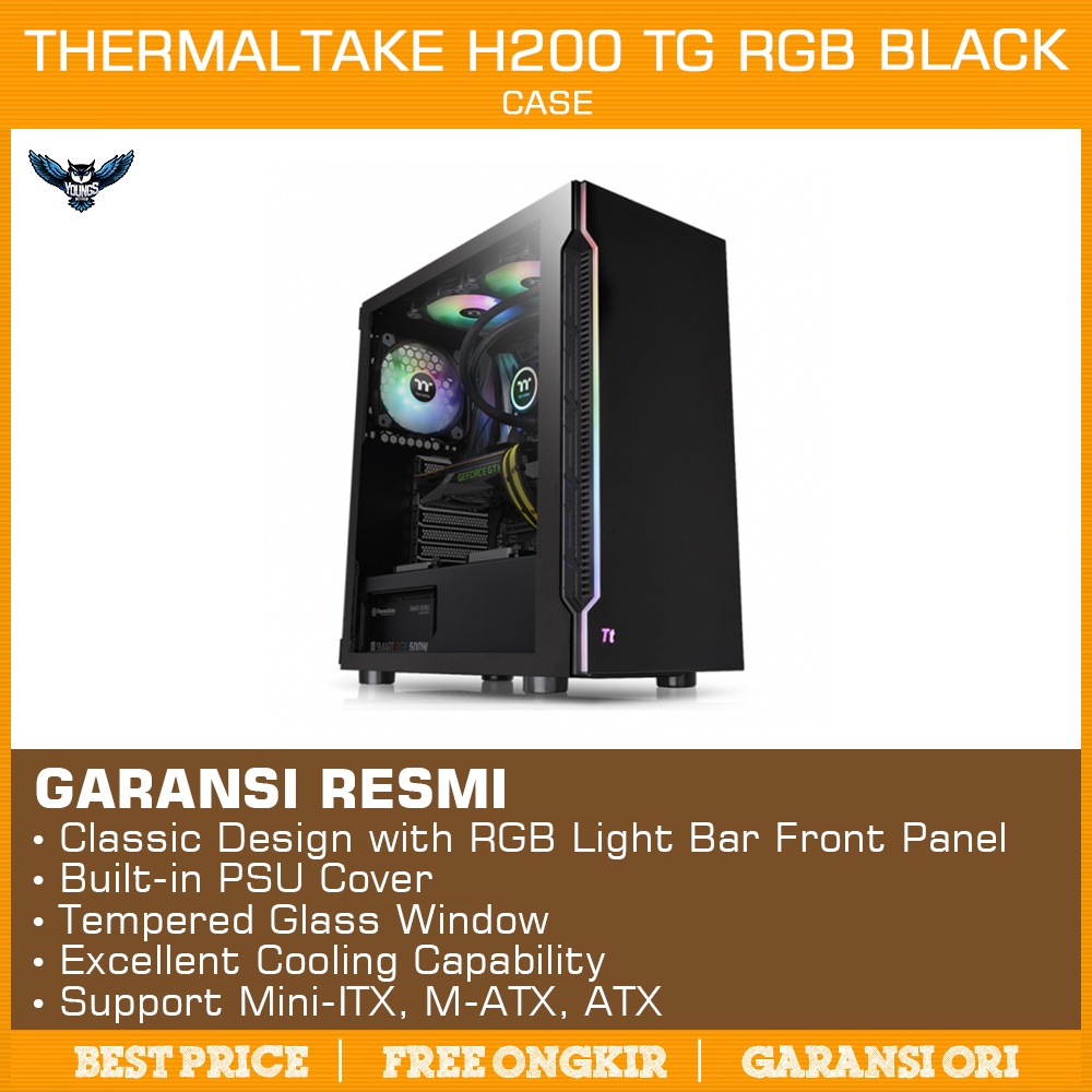 THERMALTAKE H200 TG RGB Black | PC Case Mid Tower Black RGB ATX Casing